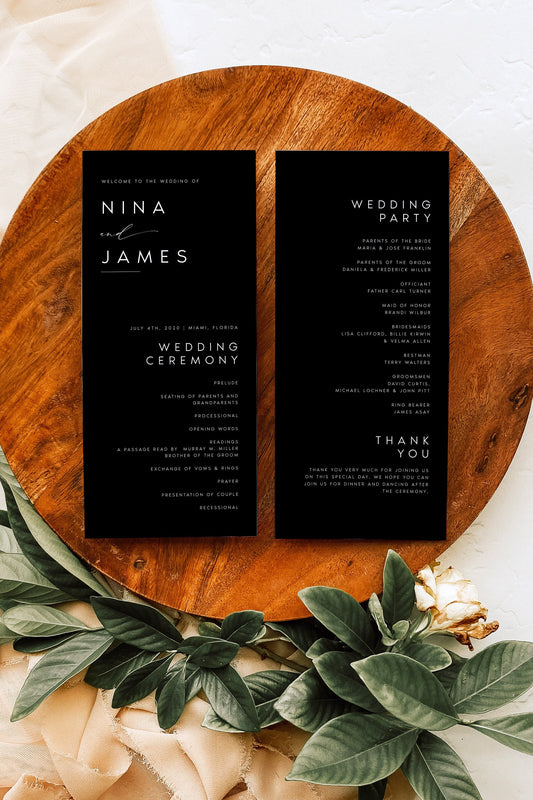 Nina Minimalist Wedding Program