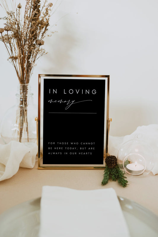 Nina Black In Loving Memory Sign Template