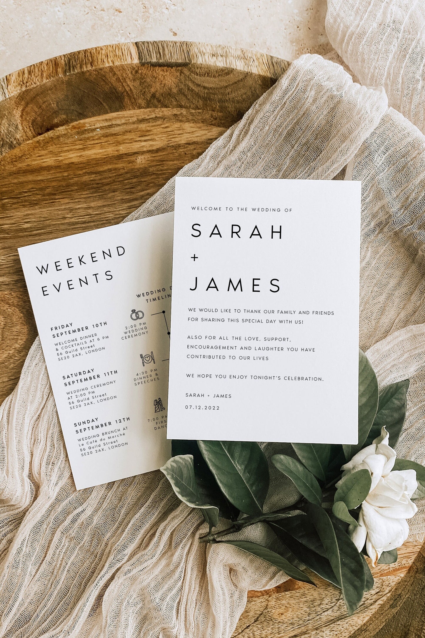 Sarah Wedding Itinerary Timeline Card Template