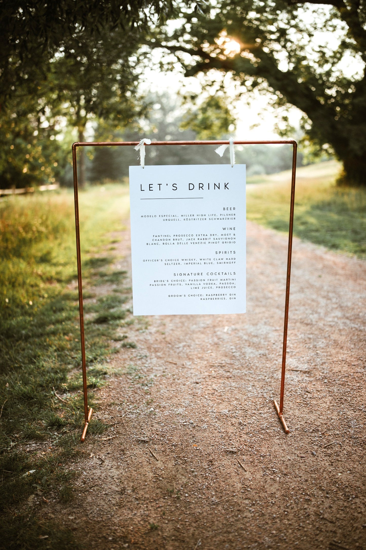 Sarah Editable Wedding Bar Menu Sign