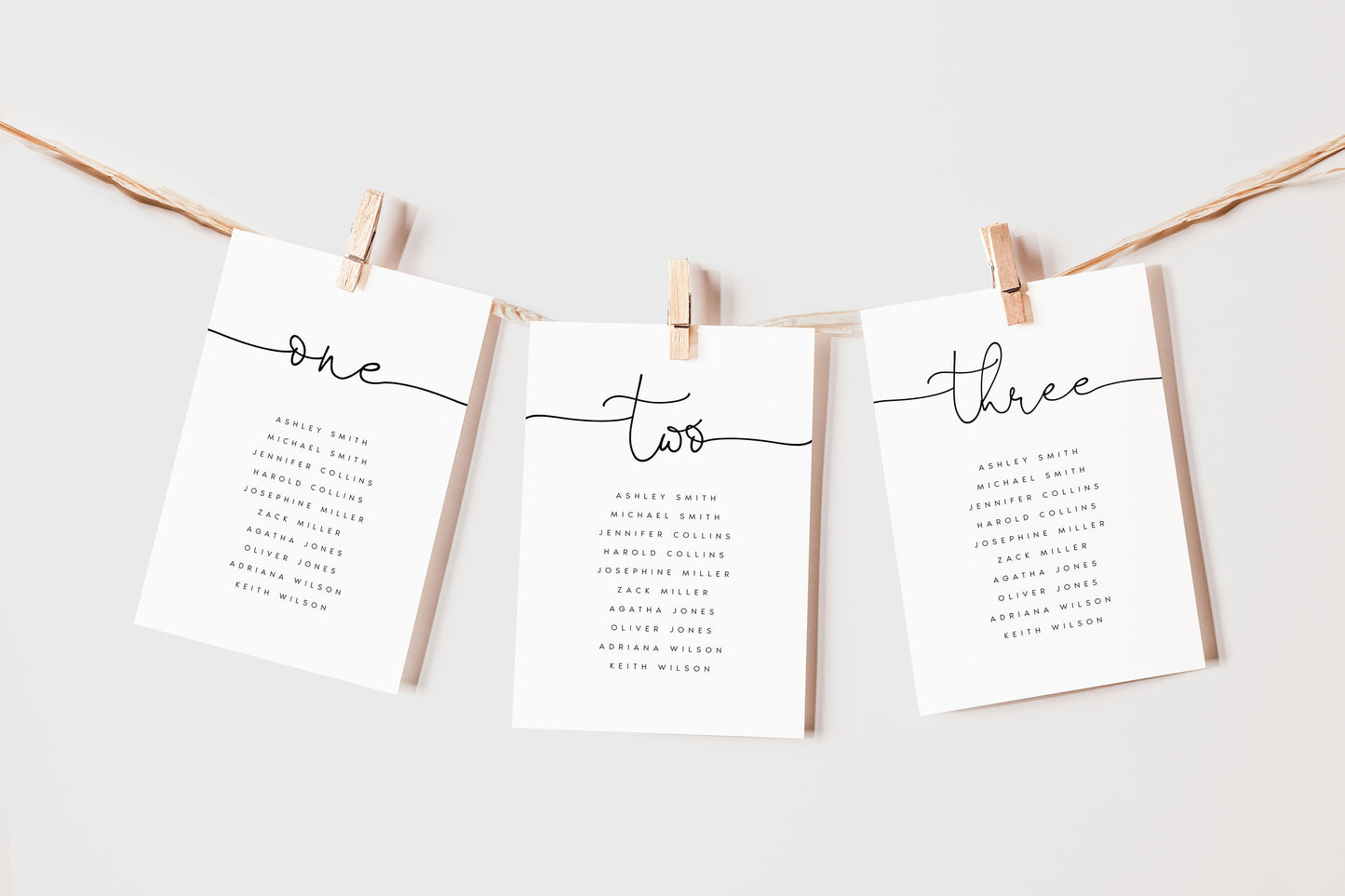 Caroline Modern Wedding Seating Card Template