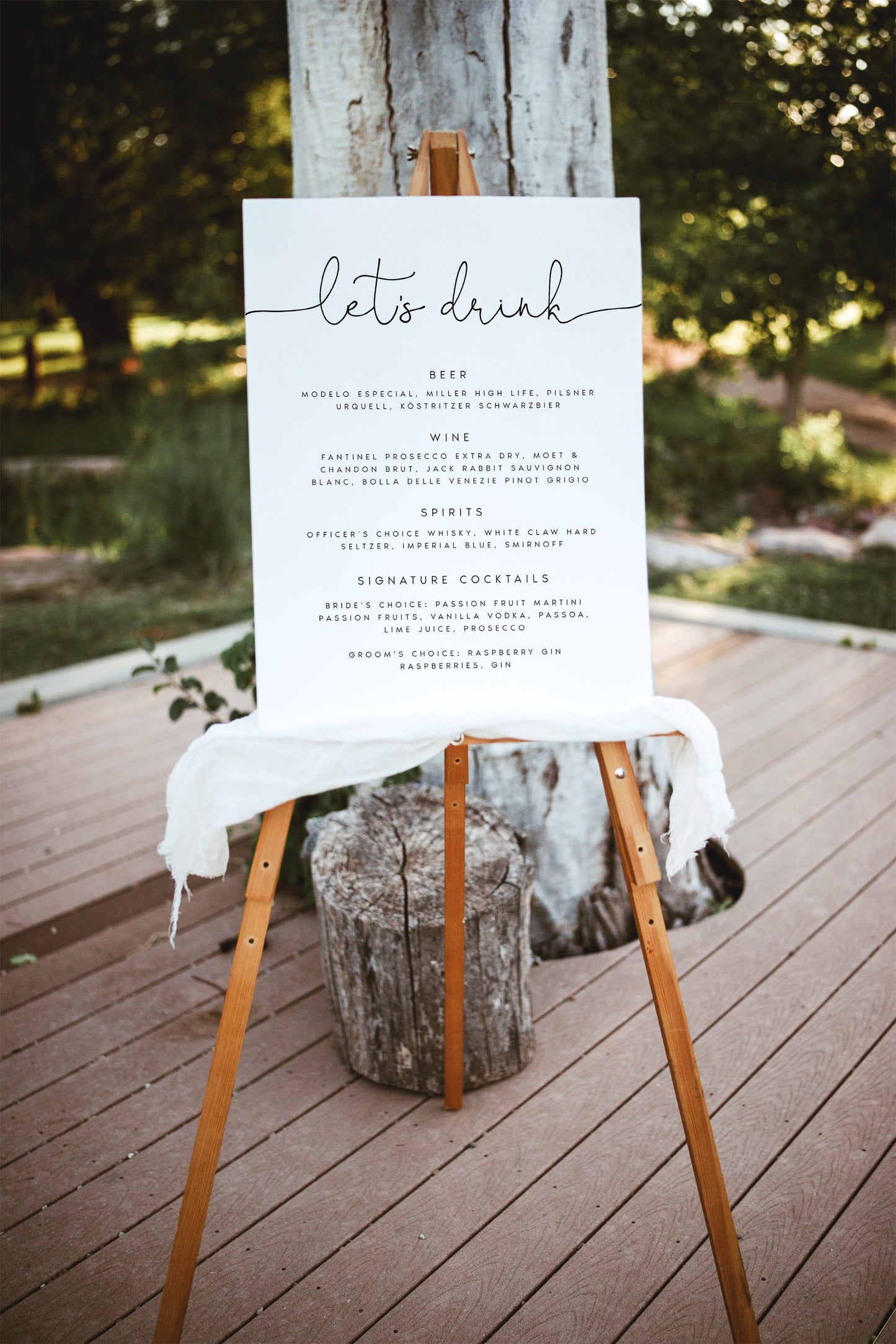 Caroline Editable Wedding Bar Menu Sign