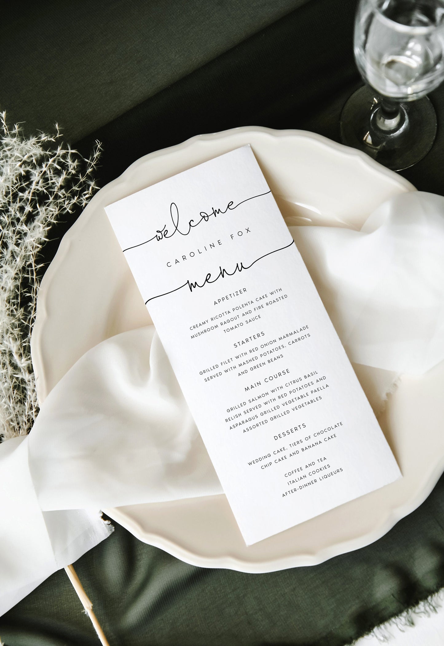 Caroline Classic Wedding Menu Template