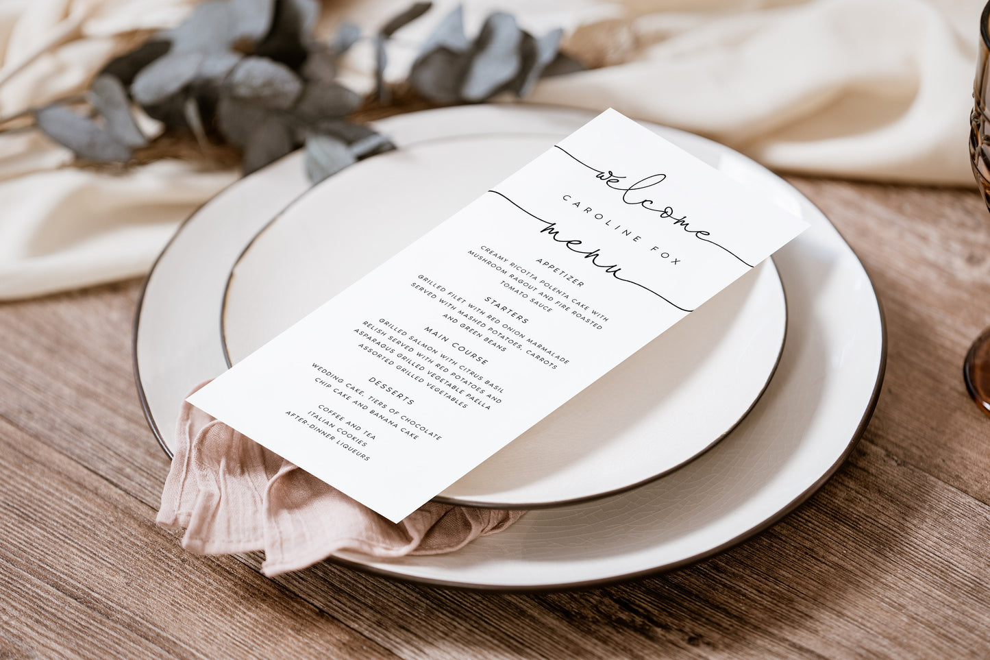 Caroline Classic Wedding Menu Template