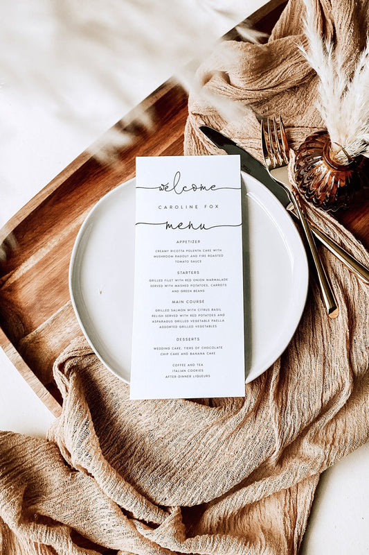 Caroline Classic Wedding Menu Template