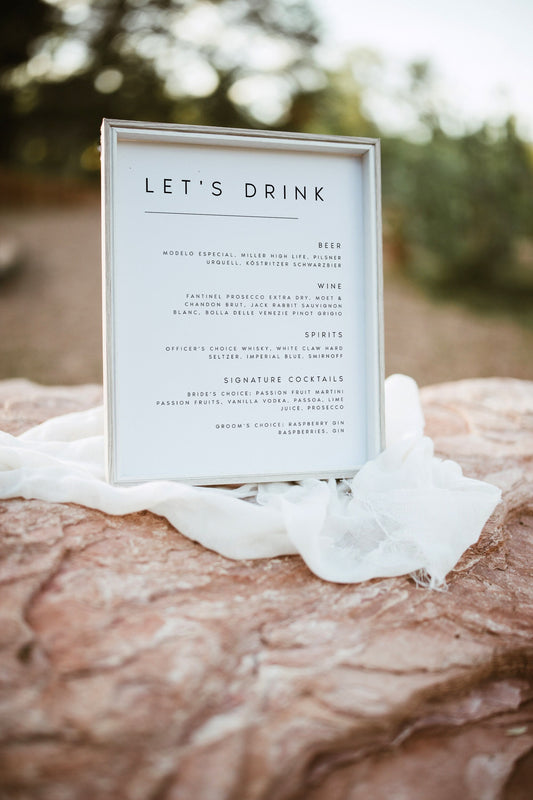 Sarah Tabletop Drinks Menu Sign Template