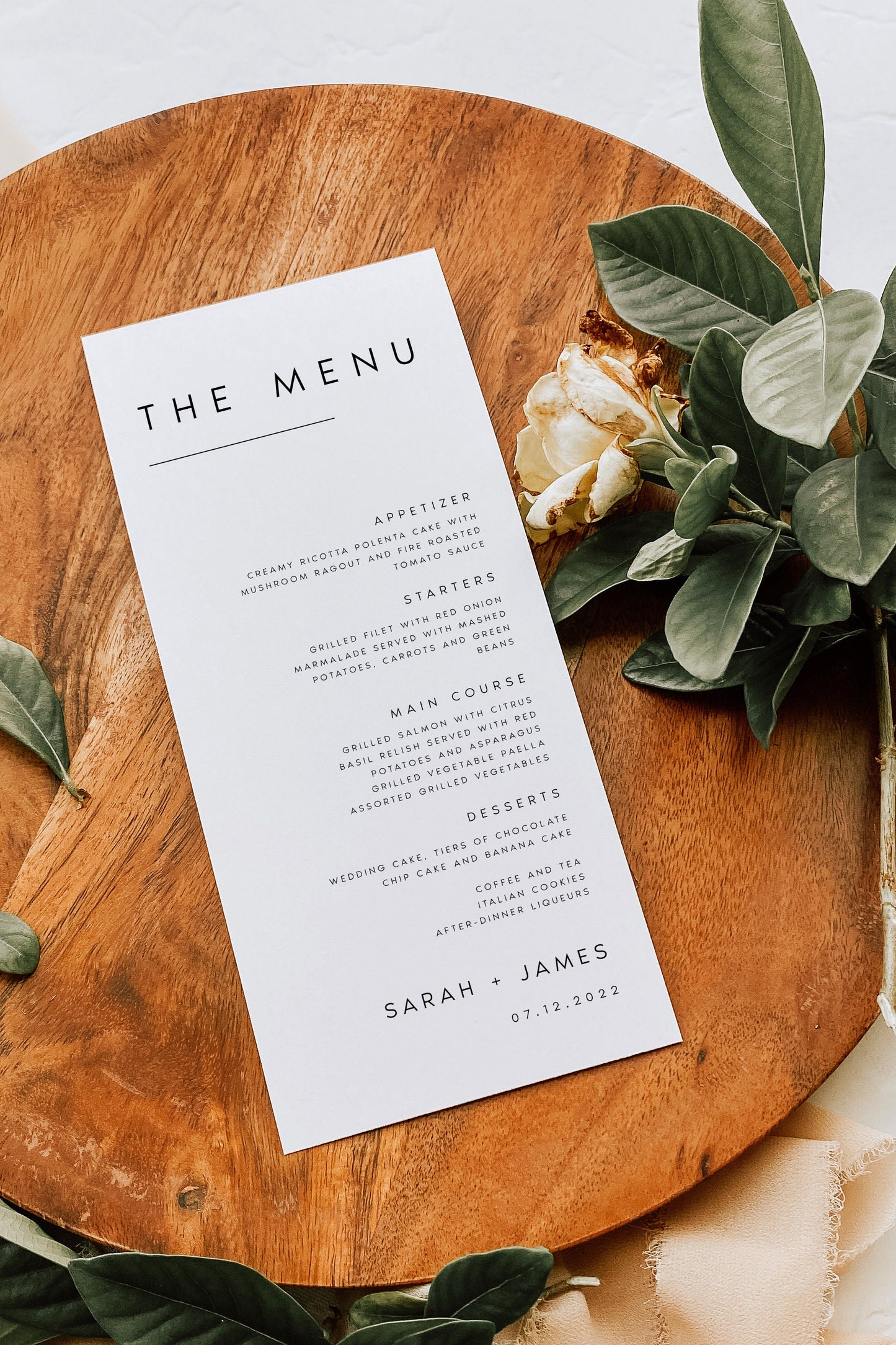 Sarah Minimalist Wedding Menu Template