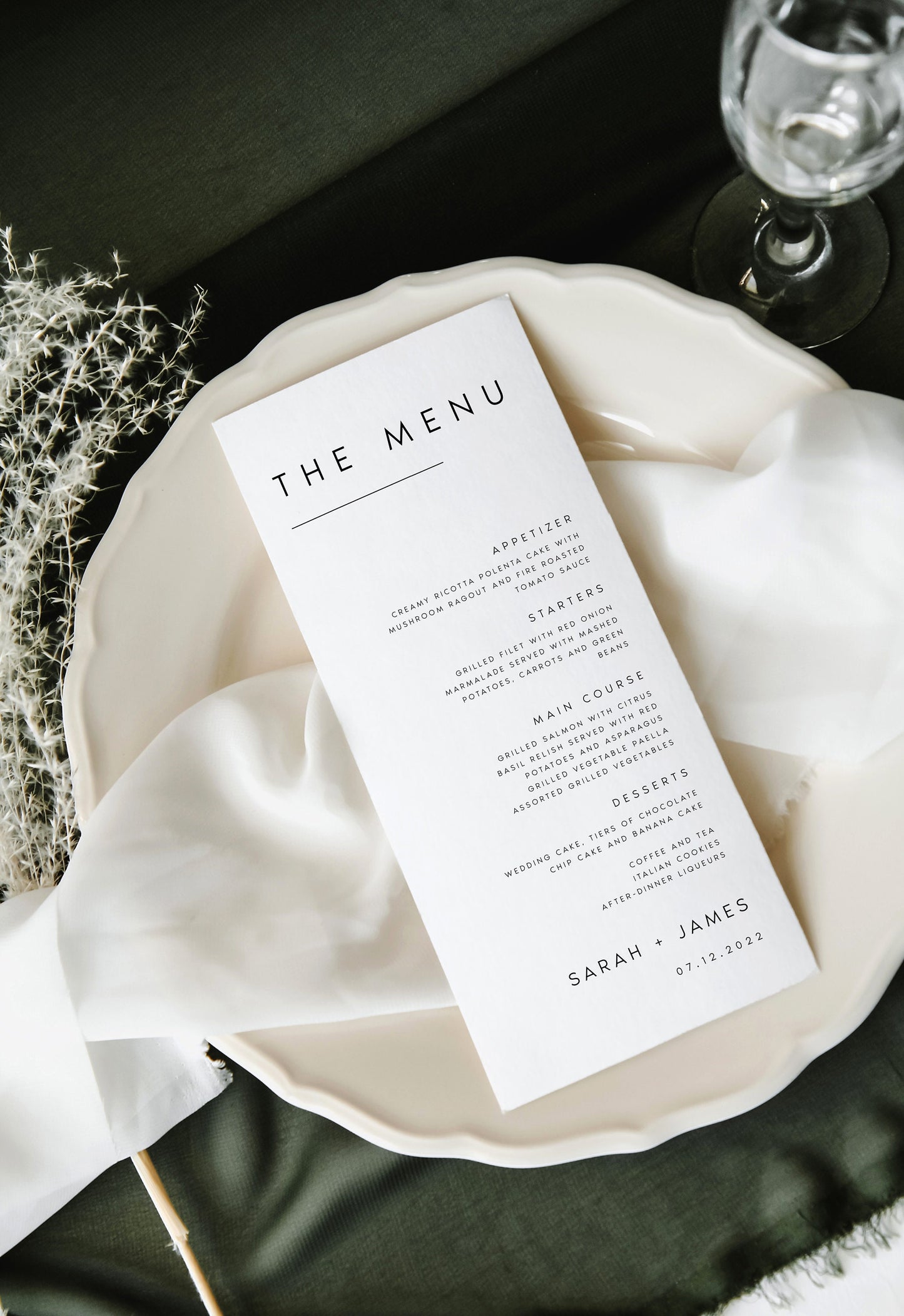 Sarah Minimalist Wedding Menu Template