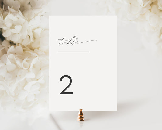 Kate Modern Wedding Table Number Template