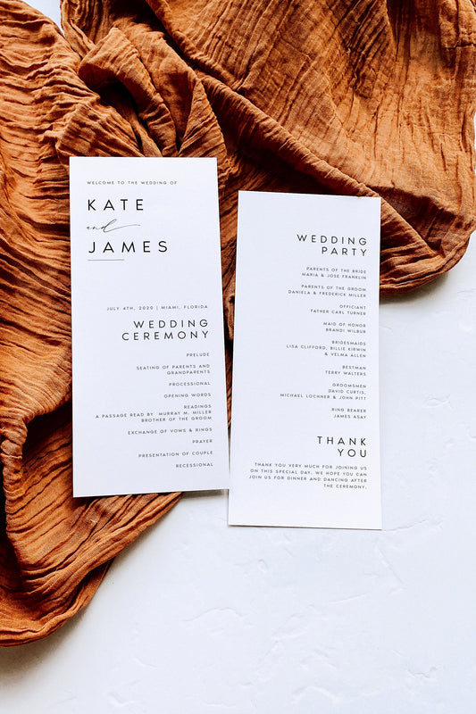 Kate Minimalist Wedding Program Template