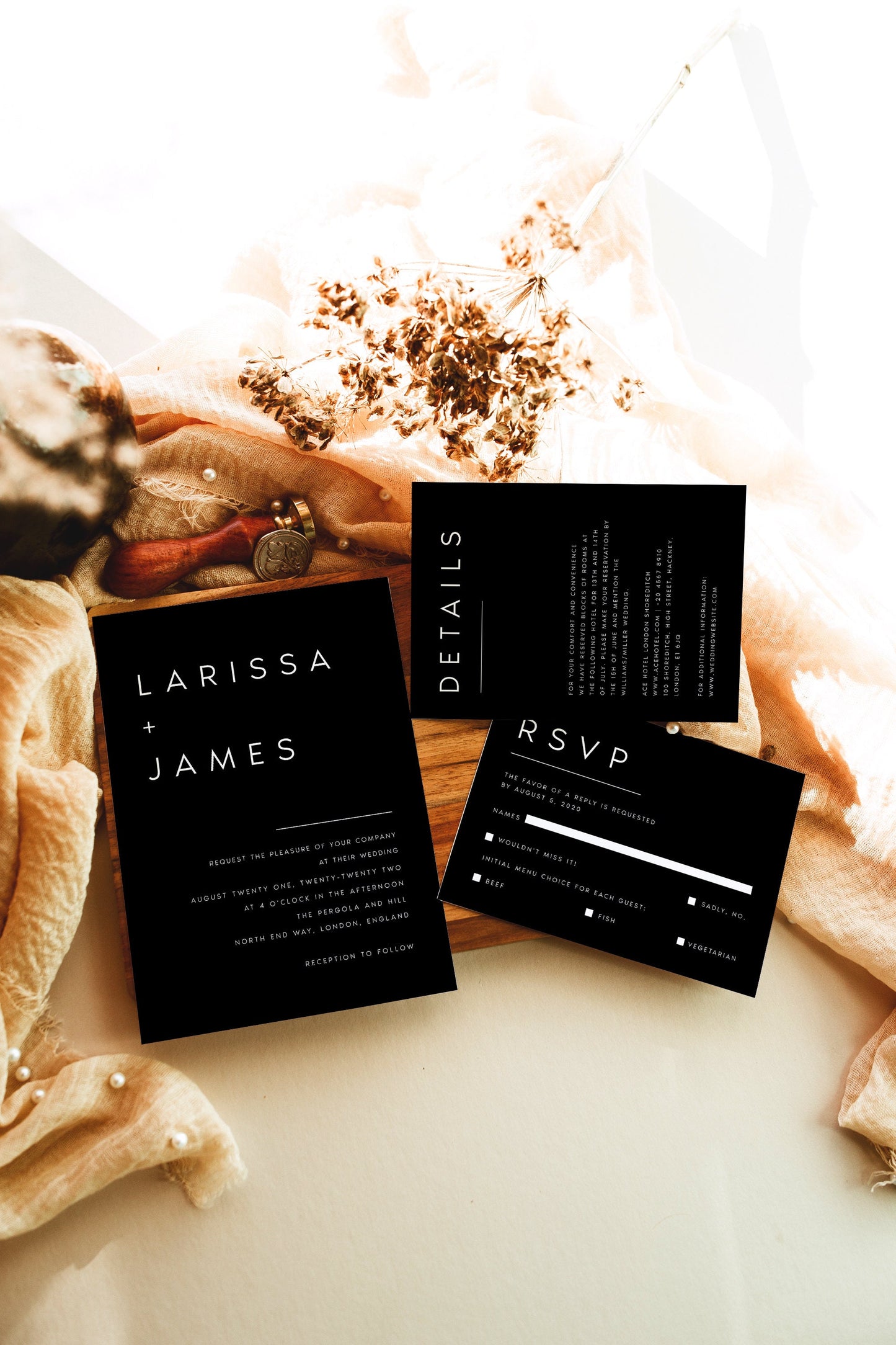 Larissa Modern Wedding Invitation Set Template