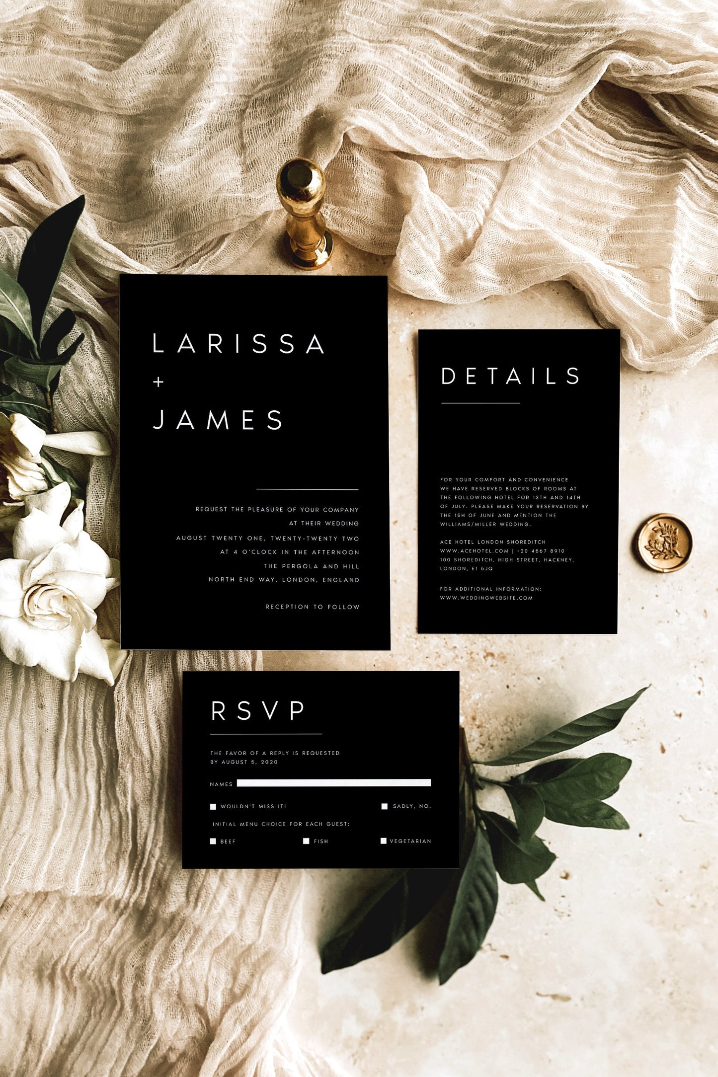 Larissa Modern Wedding Invitation Set Template