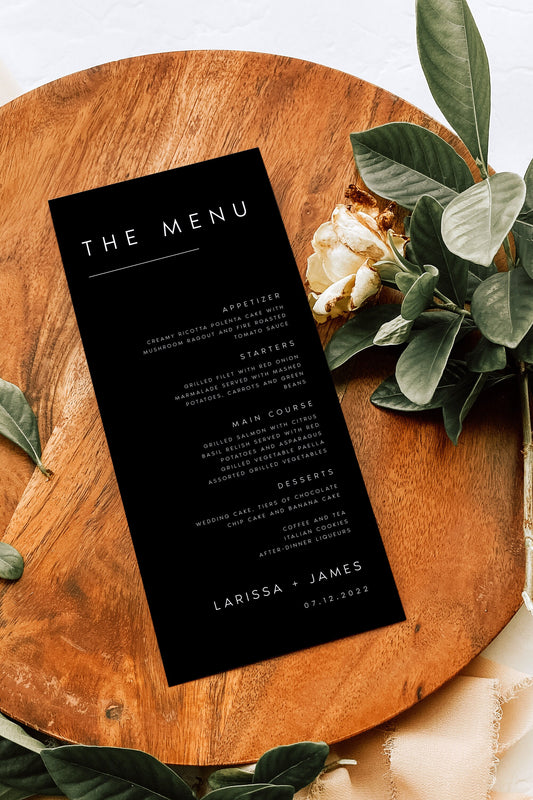 Larissa Minimalist Wedding Menu Template