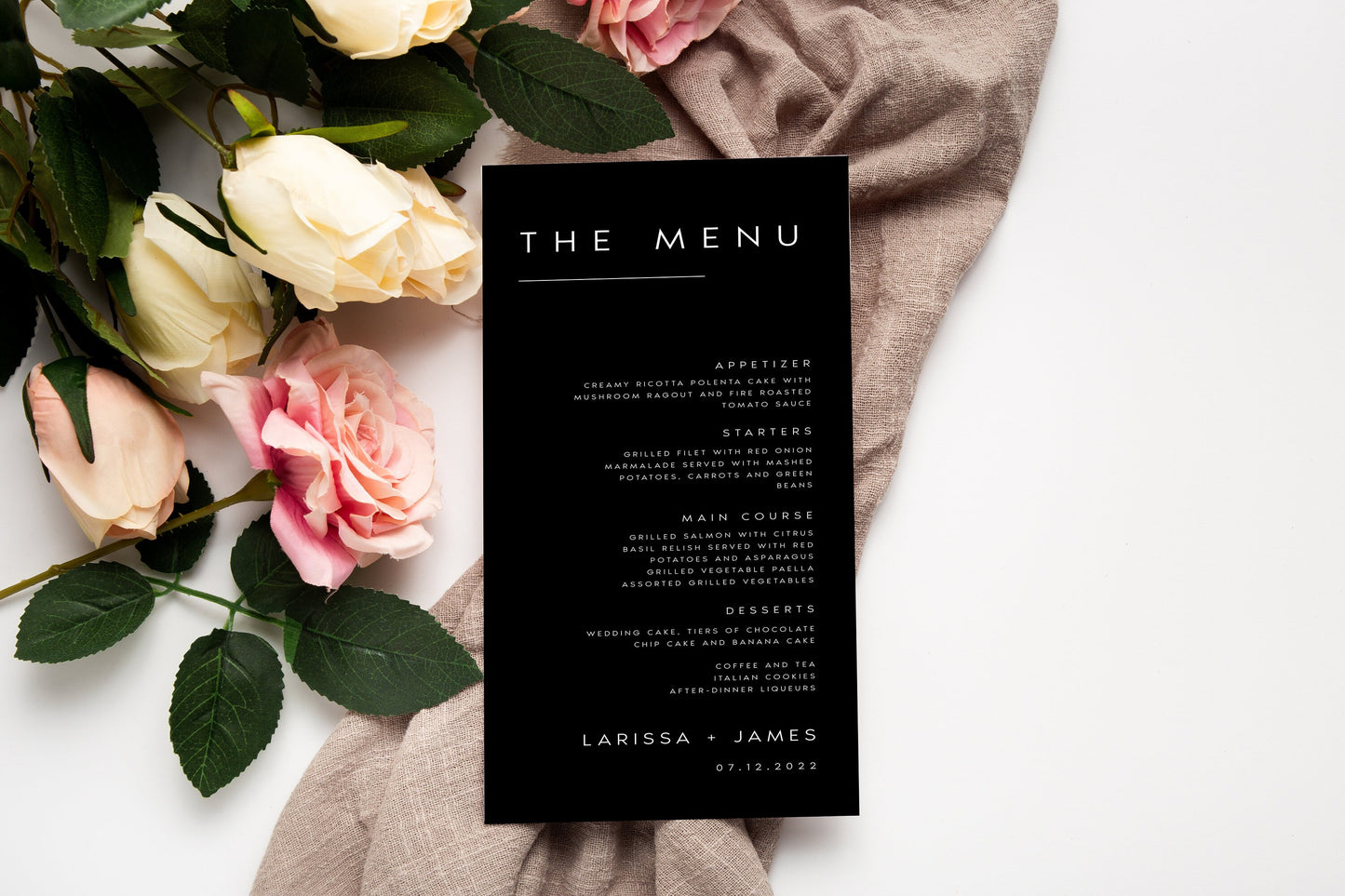 Larissa Minimalist Wedding Menu Template