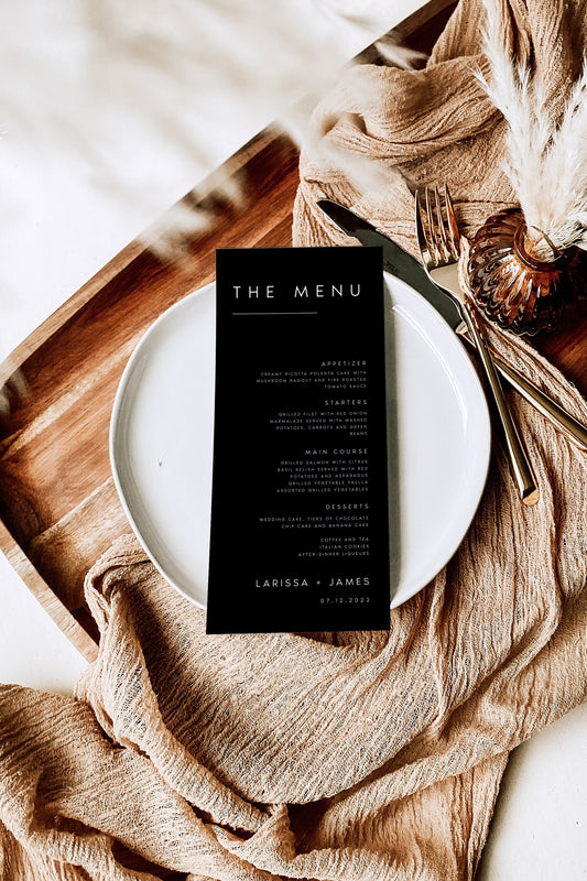 Larissa Minimalist Wedding Menu Template