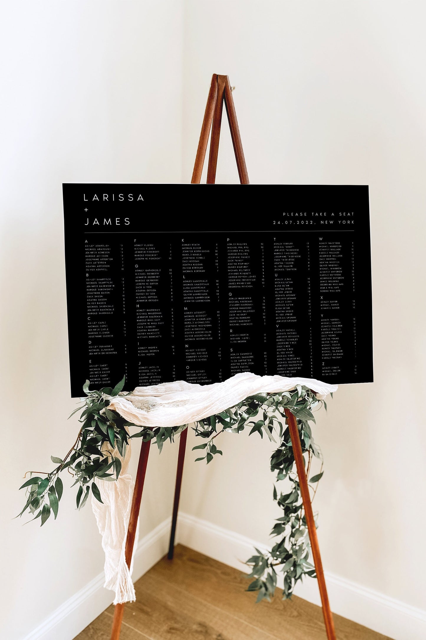 Larissa Modern Wedding Seating Chart Template