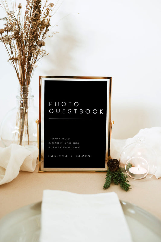 Larissa Editable Modern Wedding Photo Guestbook Sign Template