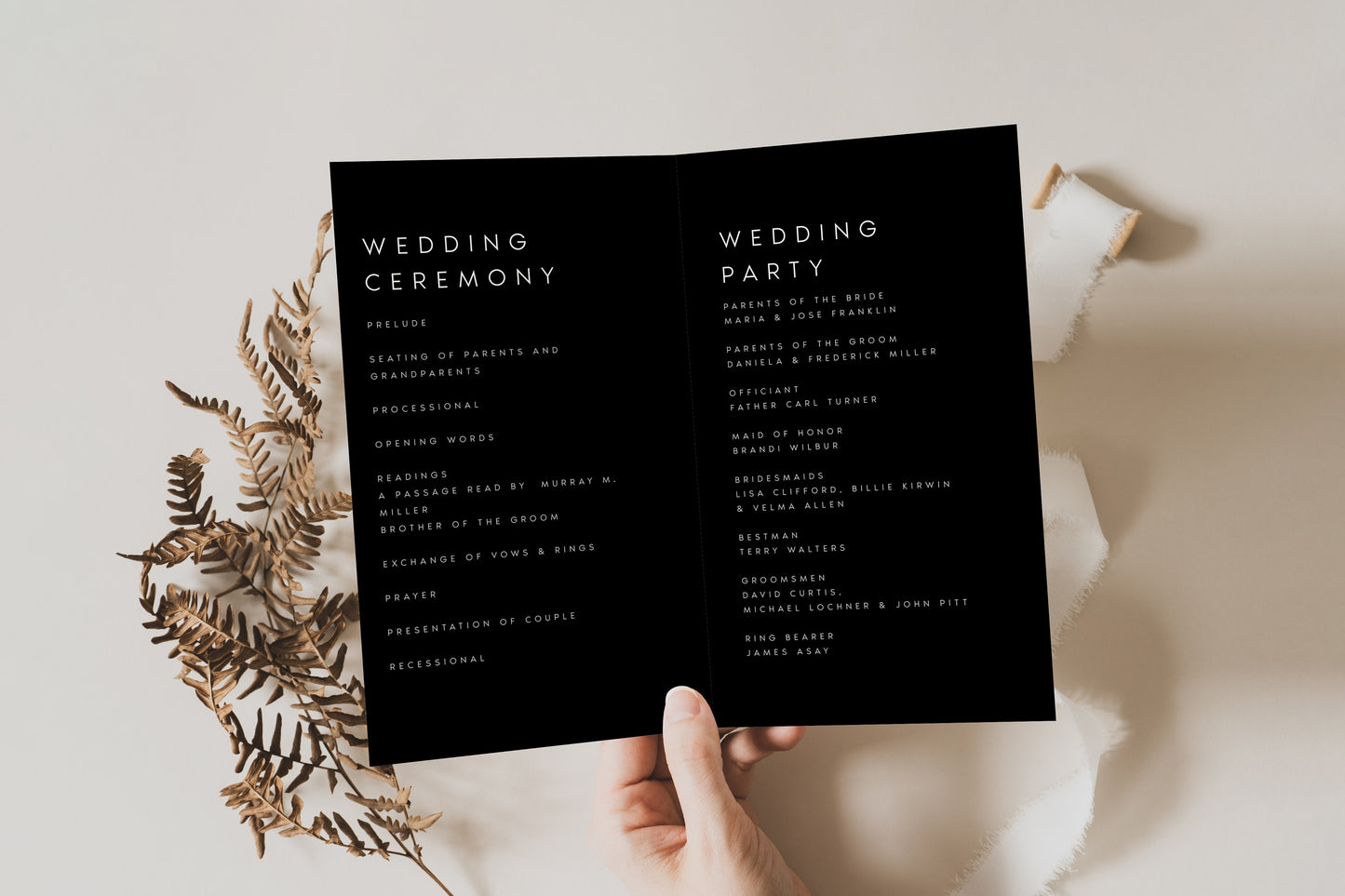 Larissa Modern Wedding Program Template