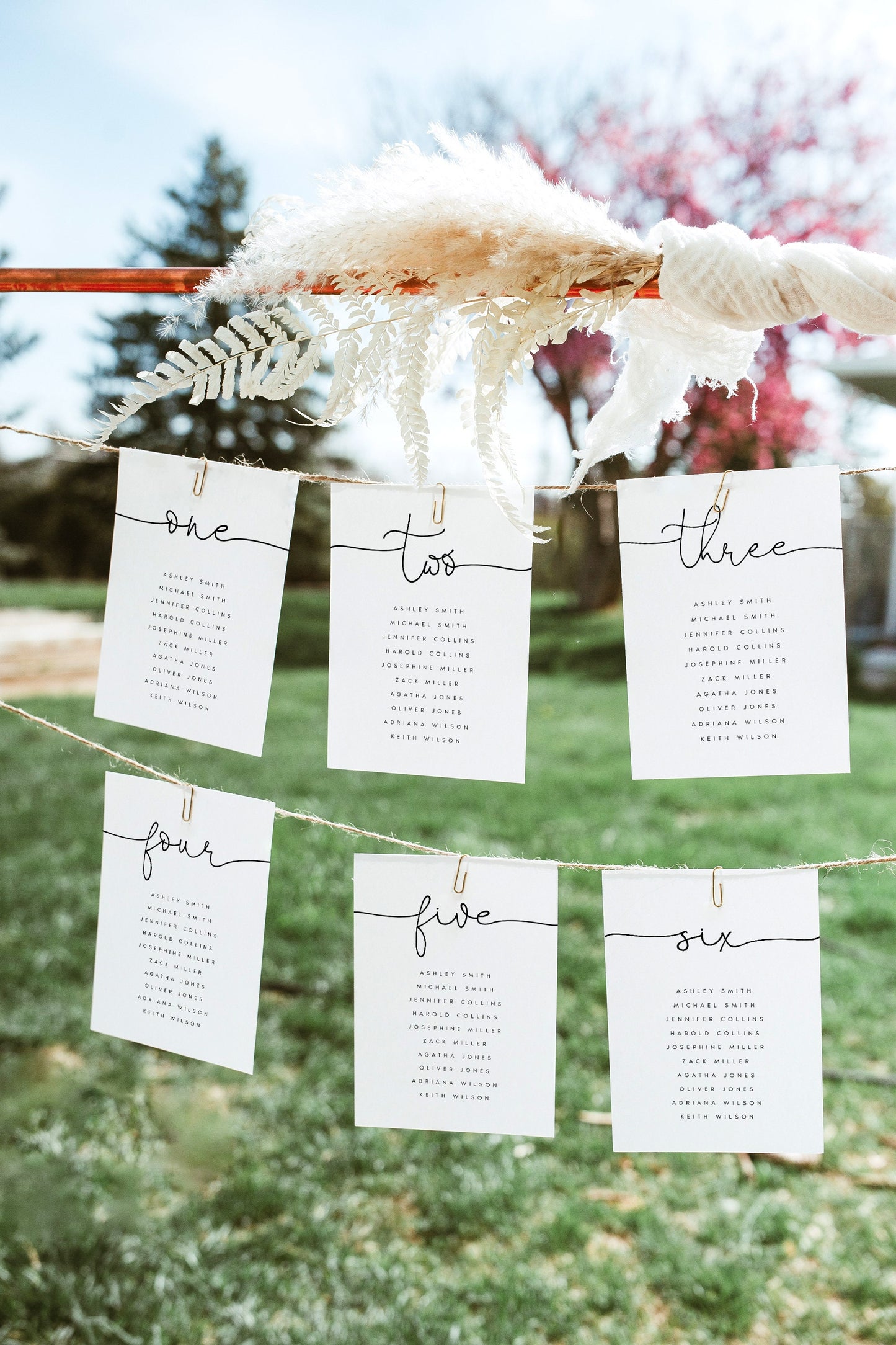 Caroline Modern Wedding Seating Card Template