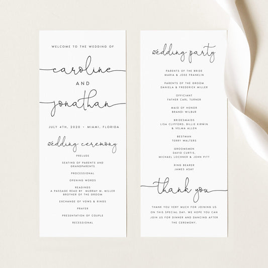 Caroline Modern Wedding Program Template