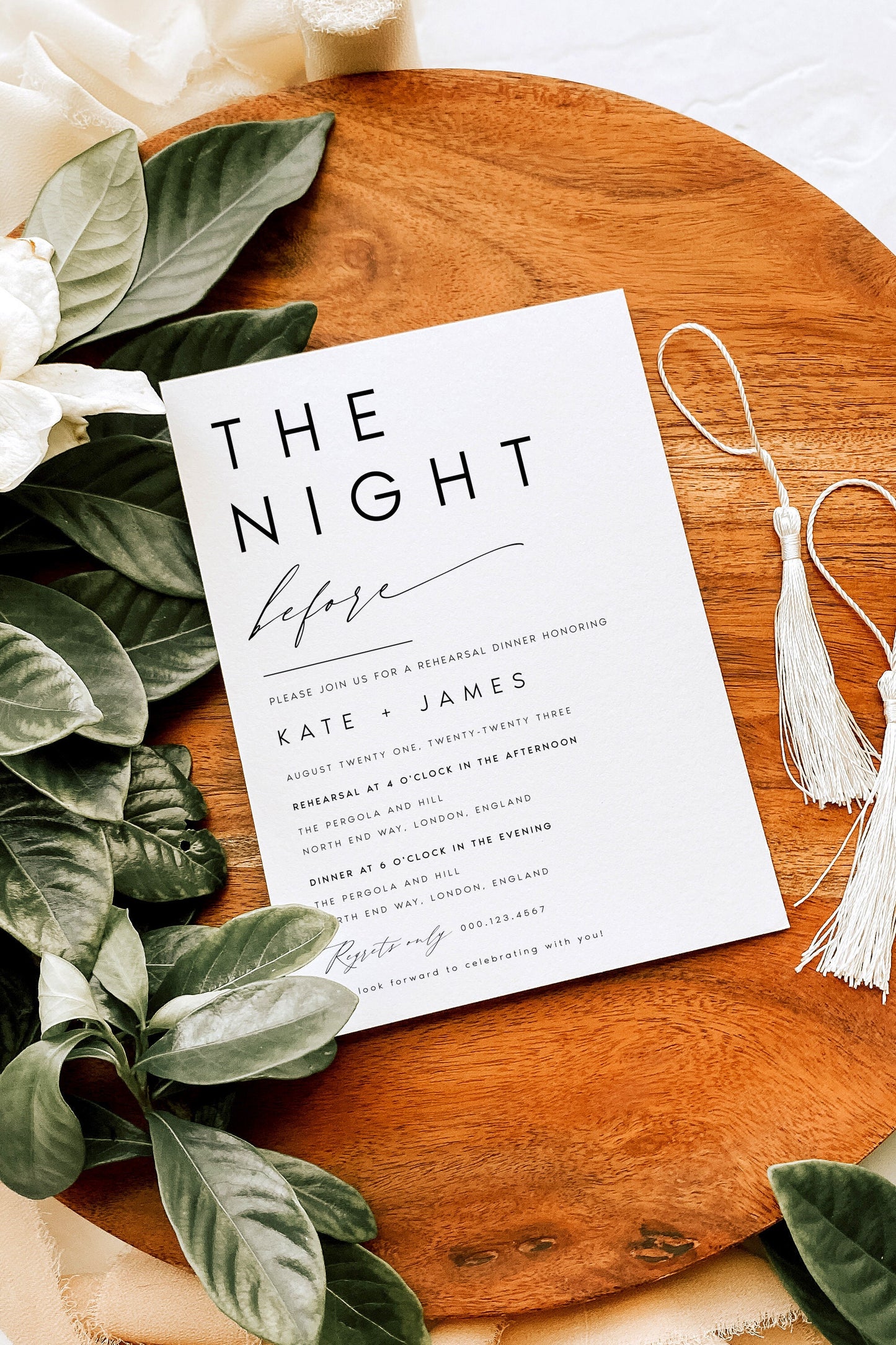 Kate Minimal Wedding REHEARSAL Template