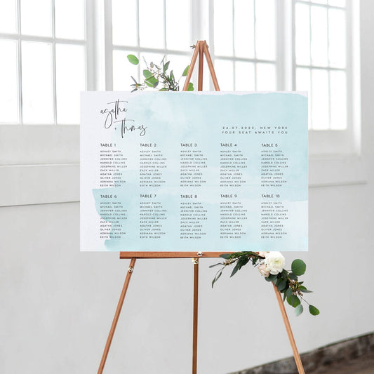 Agatha Baby Blue Wedding Seating Chart