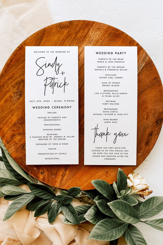 Sindy Modern Wedding Program Template