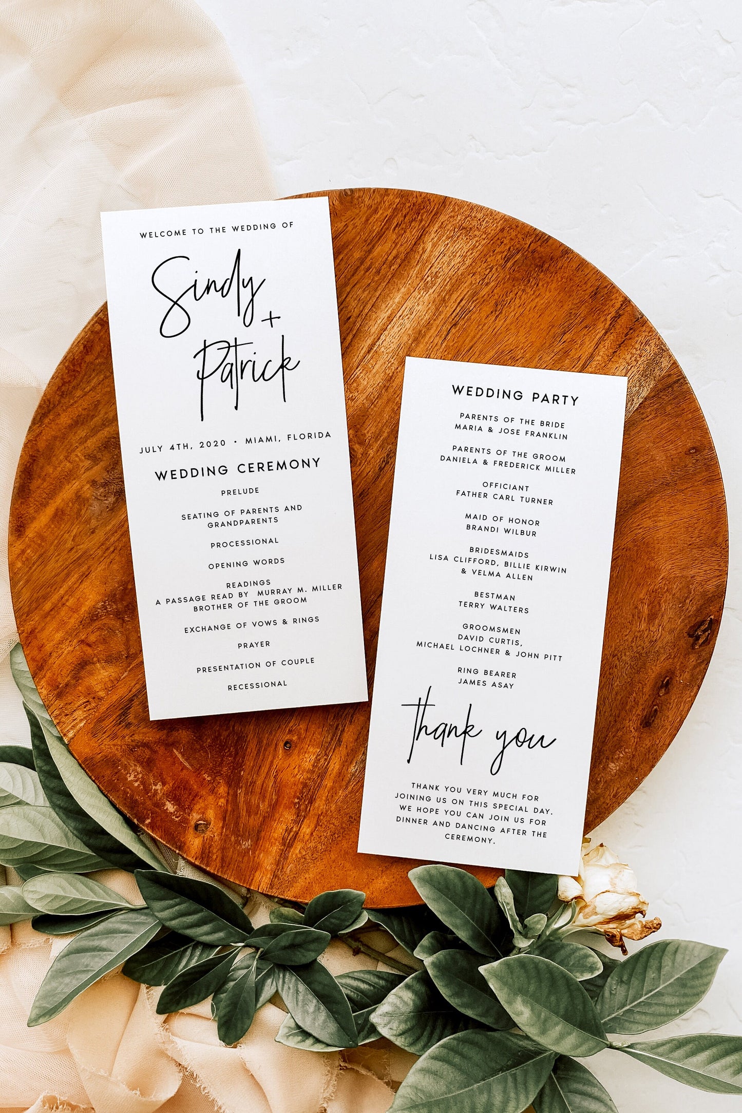 Sindy Minimalist Wedding Program Template