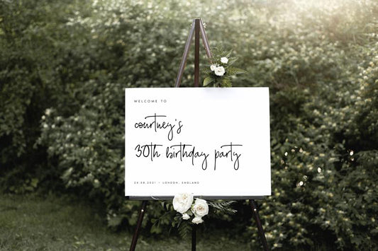 Courtney Modern Calligraphy Birthday Welcome Sign Template