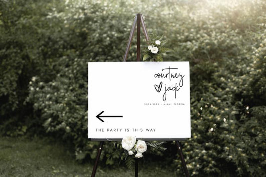 Courtney Minimalist Wedding Direction Sign