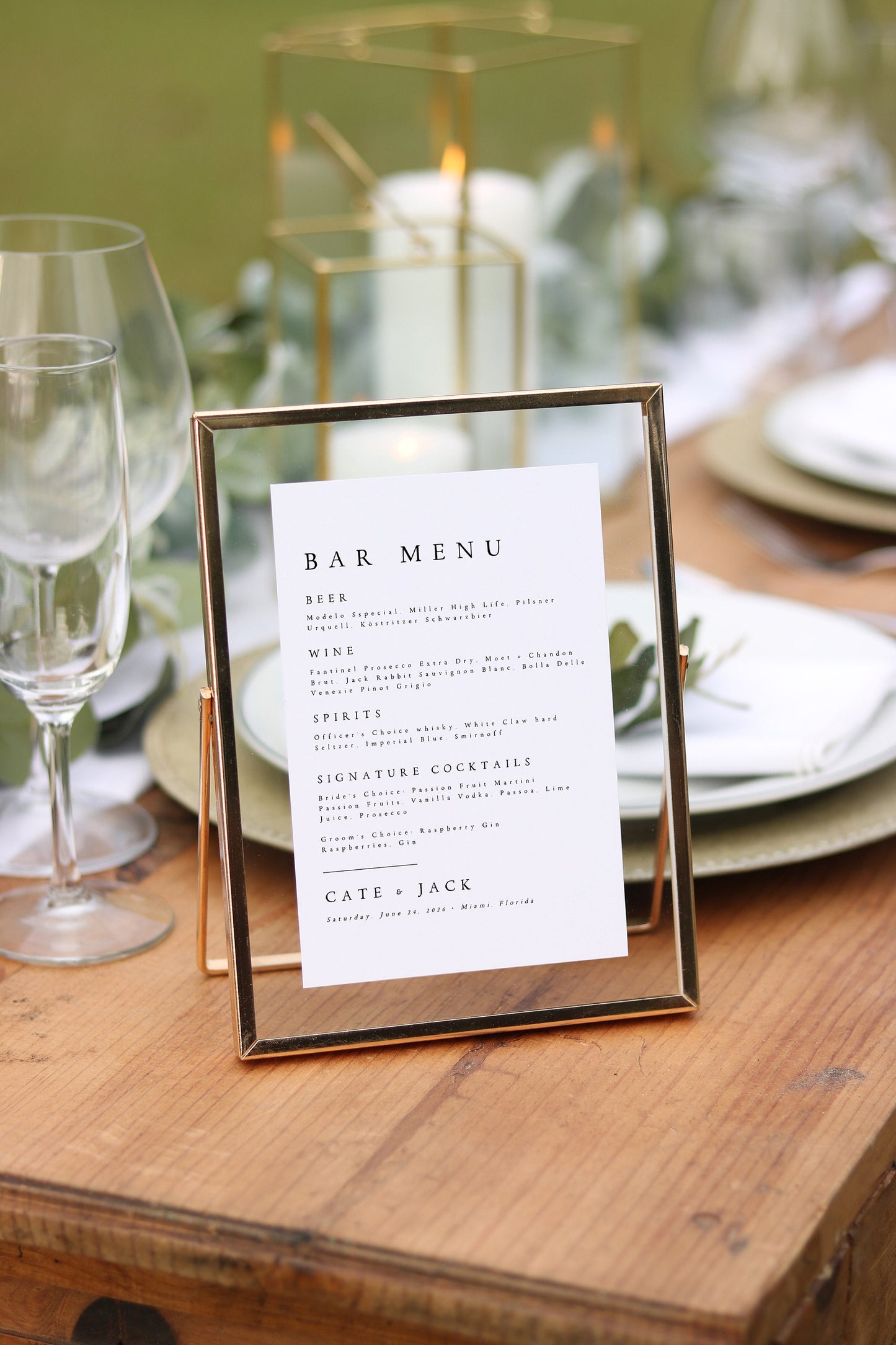 Cate Wedding Bar Menu Template