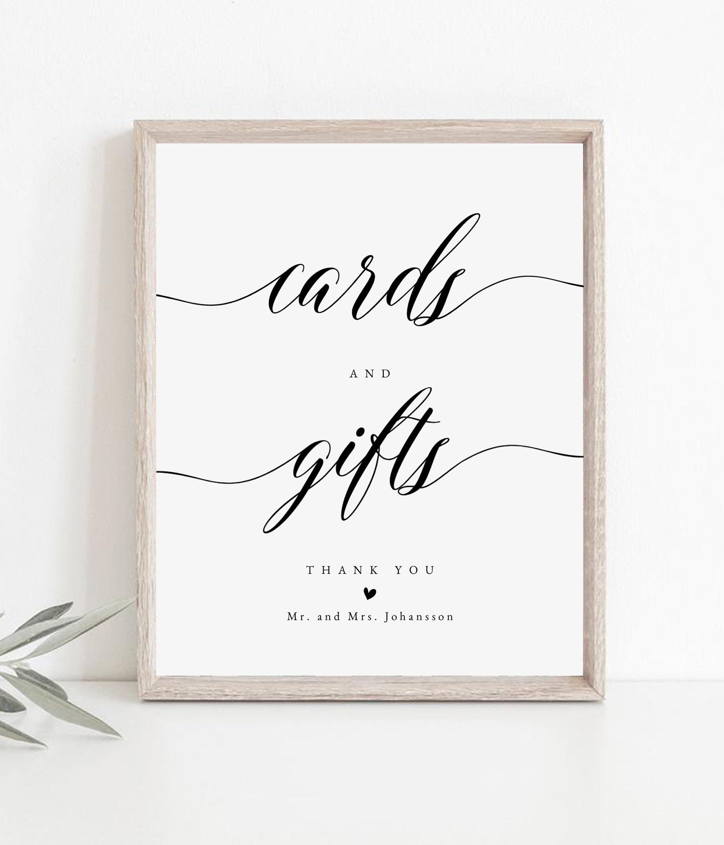 Cards and Gifts Wedding Sign, Printable Wedding Gifts Editable Template, Modern Calligraphy Tabletop Sign, Digital Download, Templett 8x10