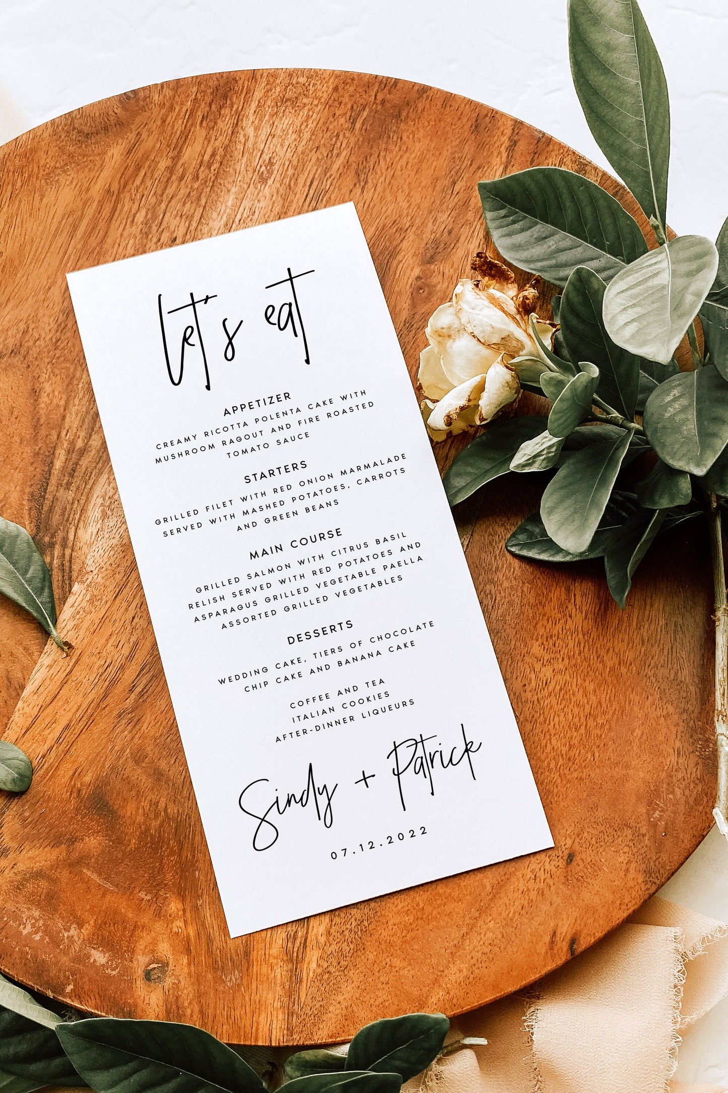 Sindy Minimalist Wedding Menu Template