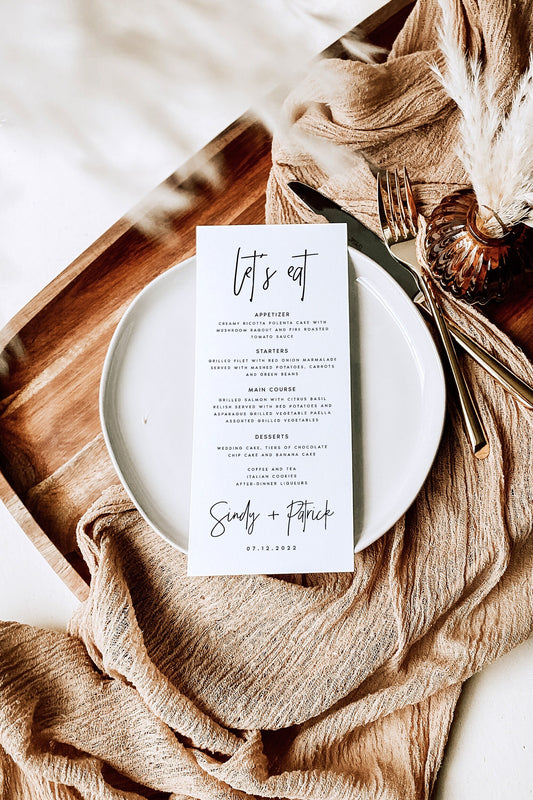 Sindy Minimalist Wedding Menu Template