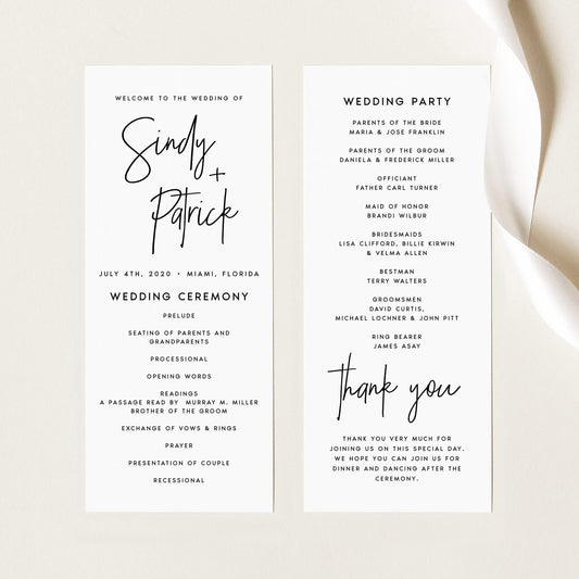 Sindy Modern Wedding Program Template