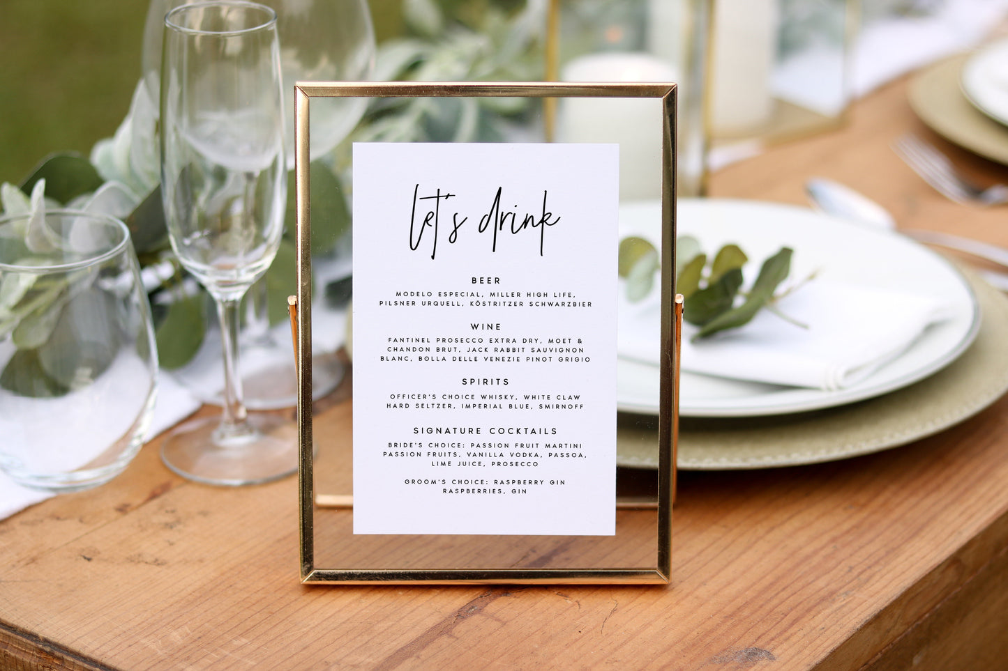 Sindy Modern Wedding Bar Menu Template