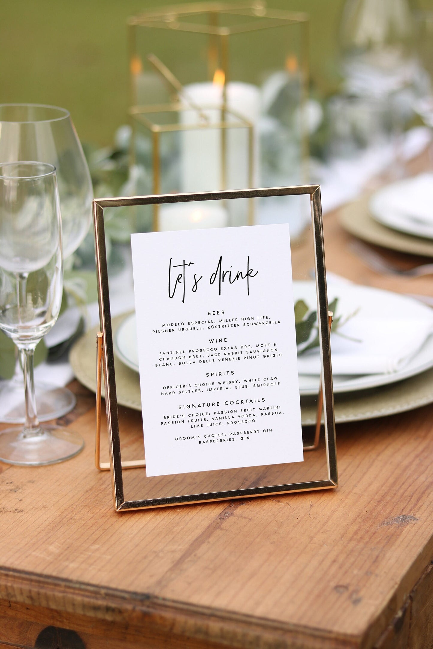 Sindy Modern Wedding Bar Menu Template