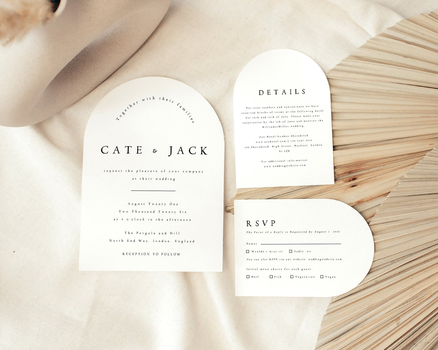 Cate Elegant WEDDING INVITATION Set Template