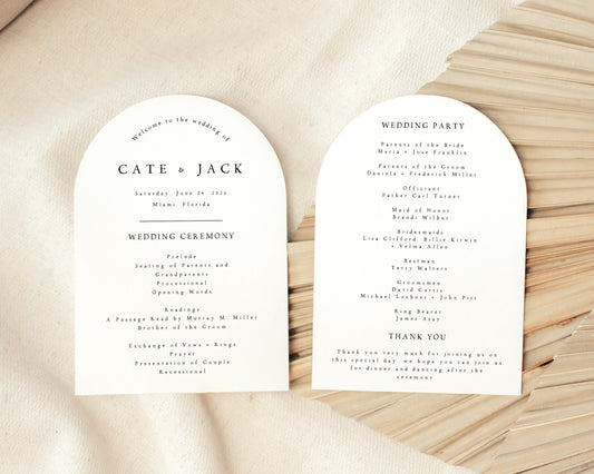 Cate ARCHED Wedding Program Template