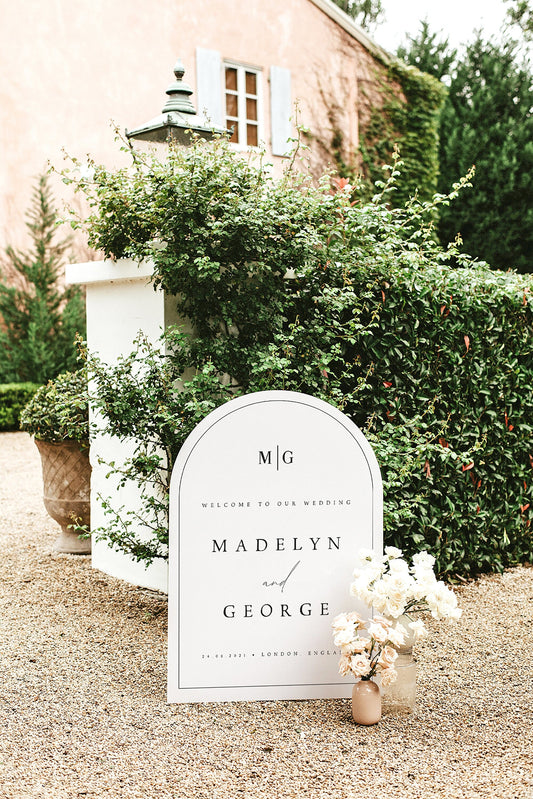 Madelyn Elegant ARCHED Wedding Welcome Sign Template