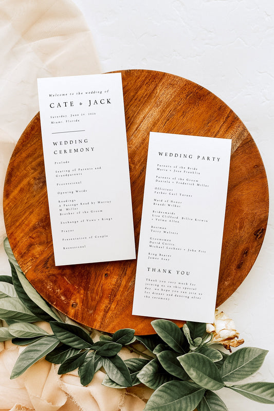 Cate Modern Wedding Program Template