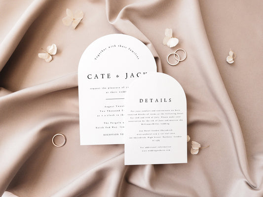 Cate Elegant WEDDING INVITATION & Details Card Template