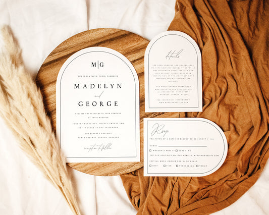 Madelyn ARCHED Wedding Invitation Set Template