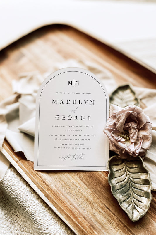 Madelyn Elegant ARCHED Wedding Invitation Template