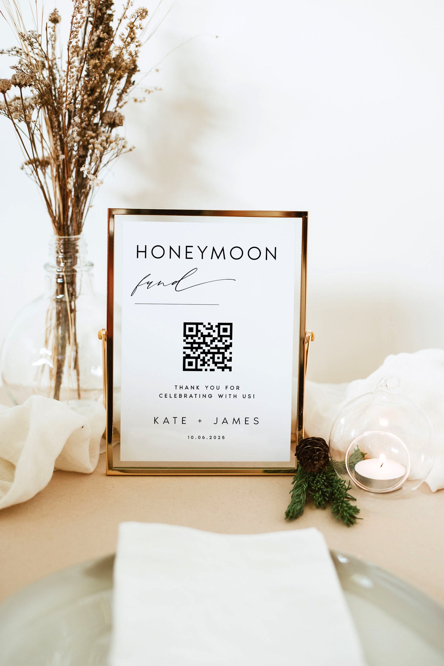 Kate Honeymoon Fund QR Code Sign Template