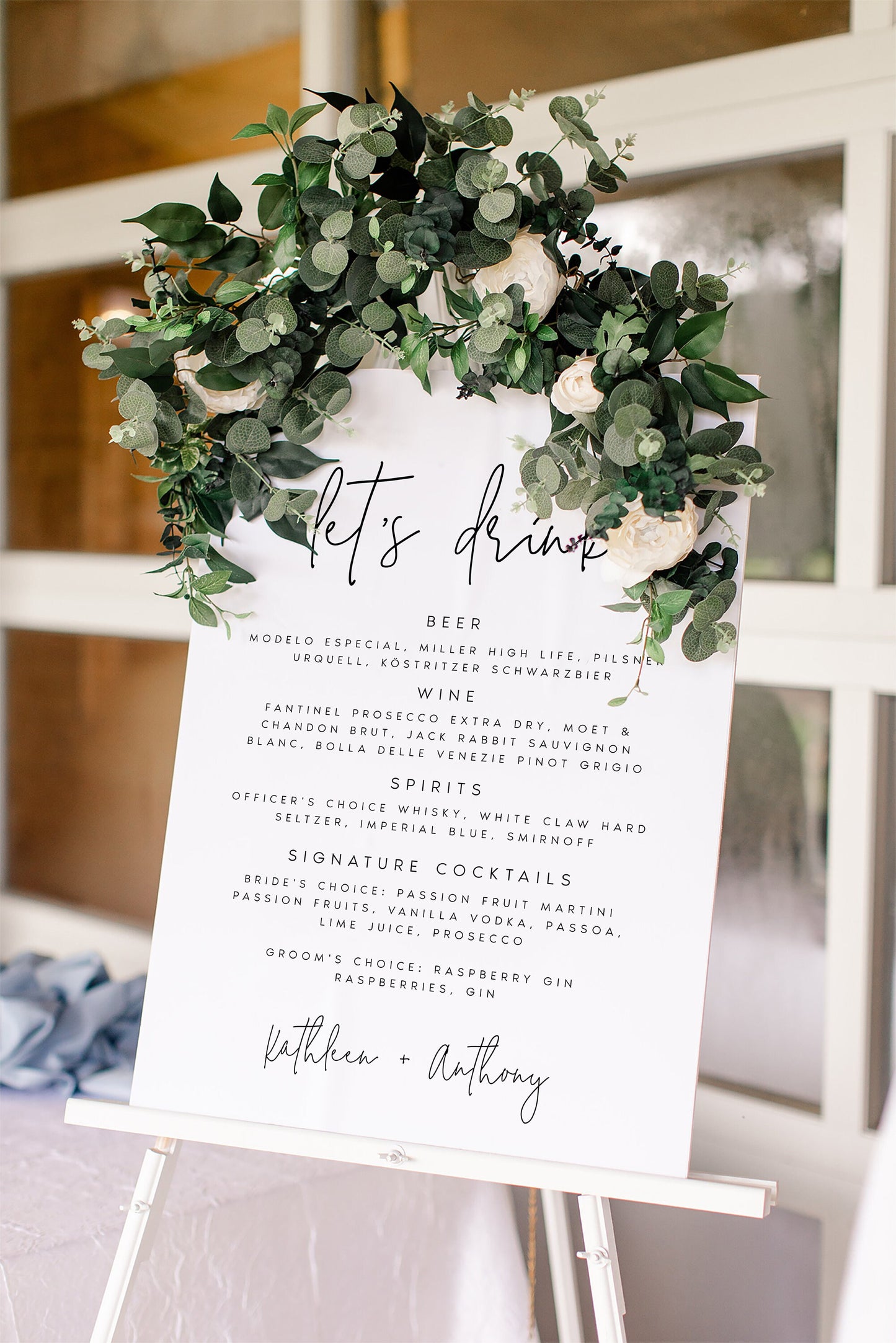 Kathleen Editable Wedding Bar Menu Sign