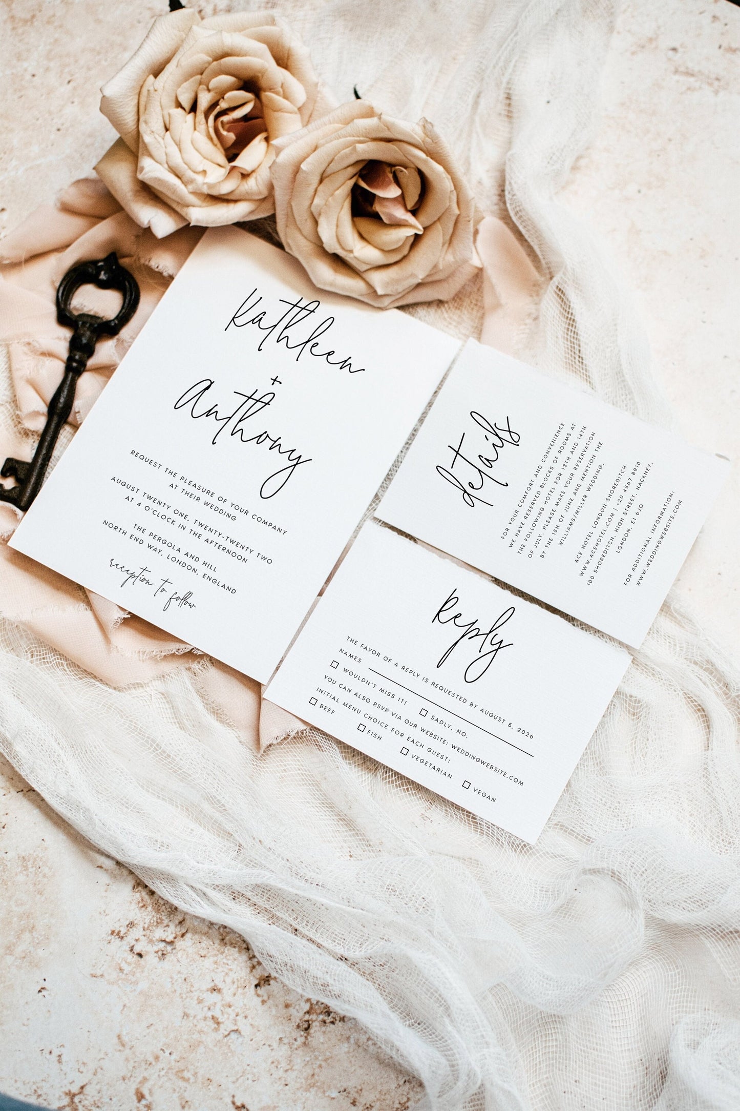 Kathleen Modern Calligraphy Invitation Set Template