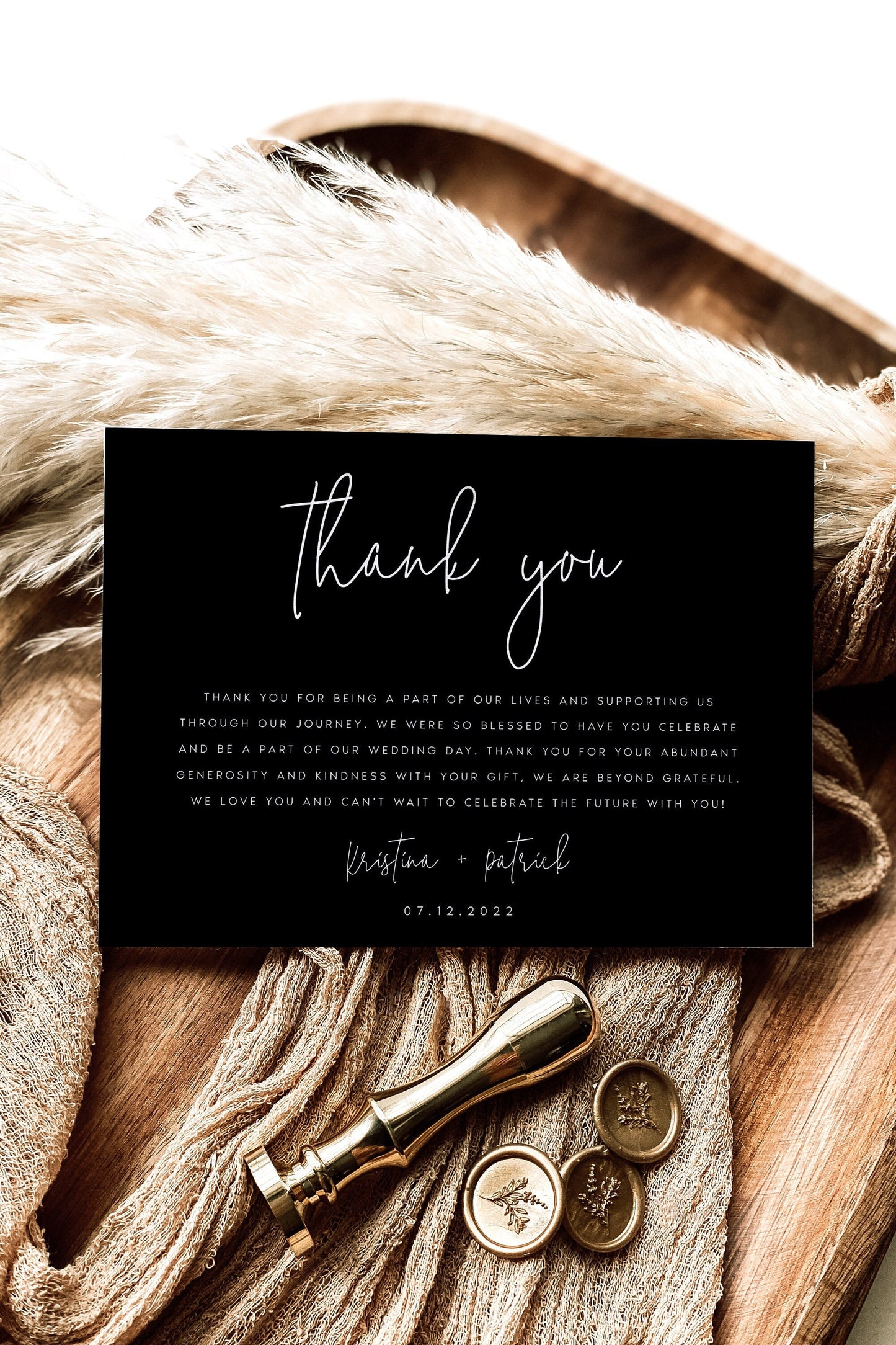 Kristina Black Thank You Card Template