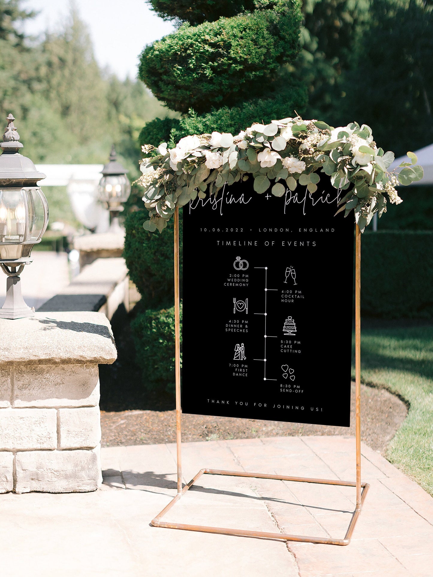 Kristina Black Wedding Order of Events Timeline Sign Template