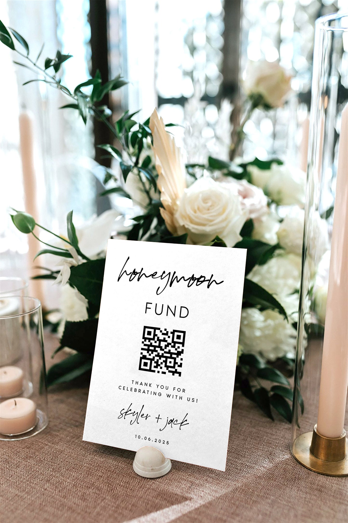 Skyler Honeymoon Fund QR Code Sign Template